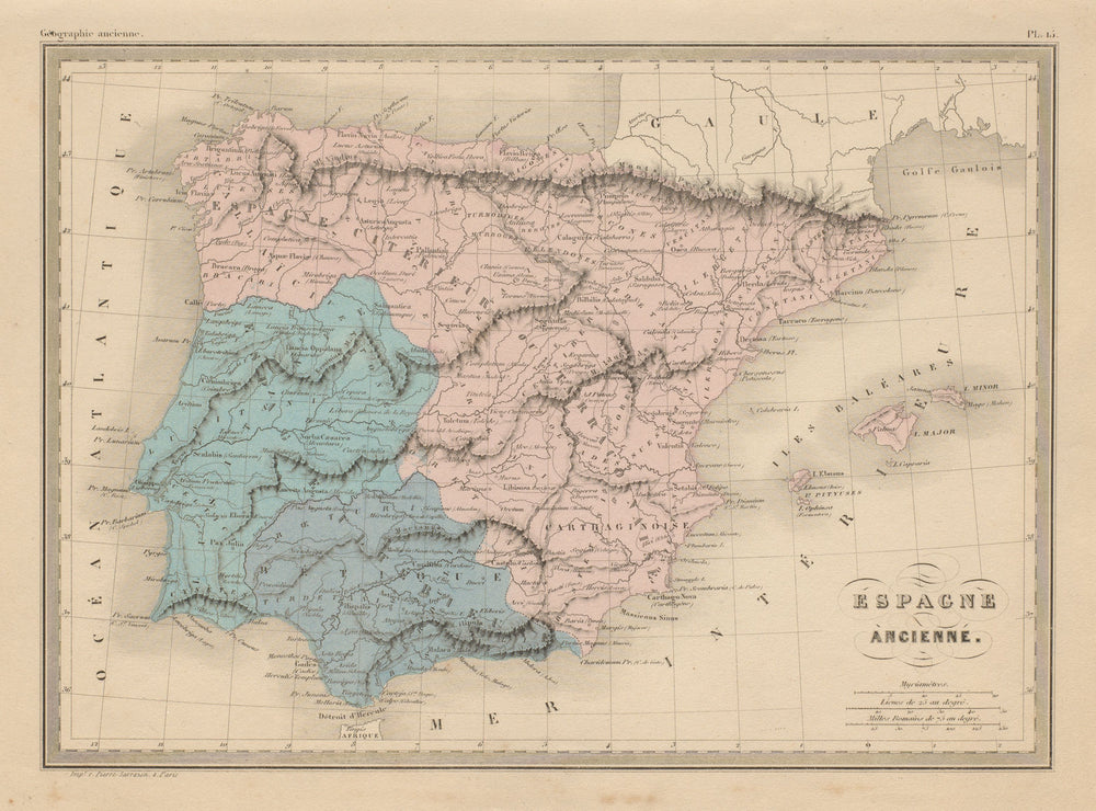 Espagne Ancienne. Ancient Iberia. Hispania Spain Lusitania. MALTE-BRUN c1871 map
