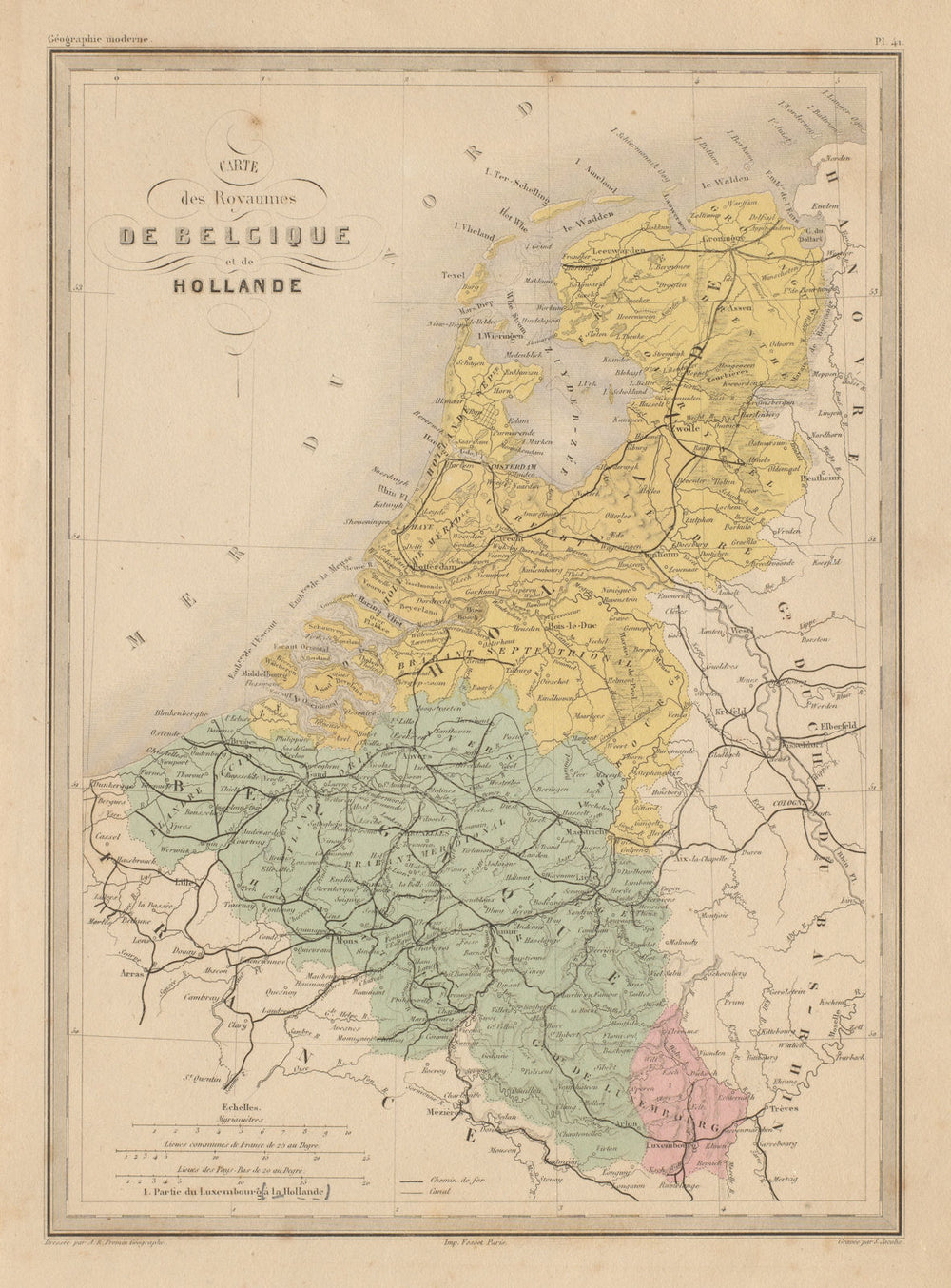Belgique et de Hollande. Belgium & Netherlands. Benelux. MALTE-BRUN c1871 map
