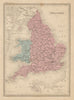 Angleterre. England & Wales. Railways. MALTE-BRUN c1871 old antique map chart