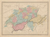 Suisse. Switzerland in Cantons. MALTE-BRUN c1871 old antique map plan chart