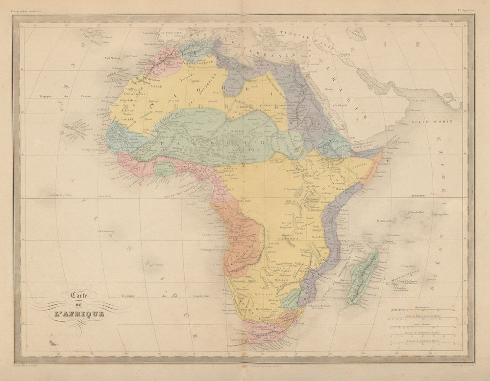 Carte de L'Afrique. Map of Africa. Takrur Guinea Congo. MALTE-BRUN c1871