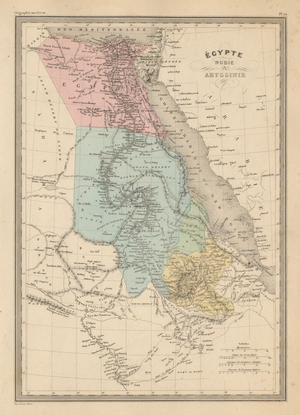 Egypte Nubie & Abyssinie. Egypt Nubia Abyssinia. Ethiopia. MALTE-BRUN c1871 map