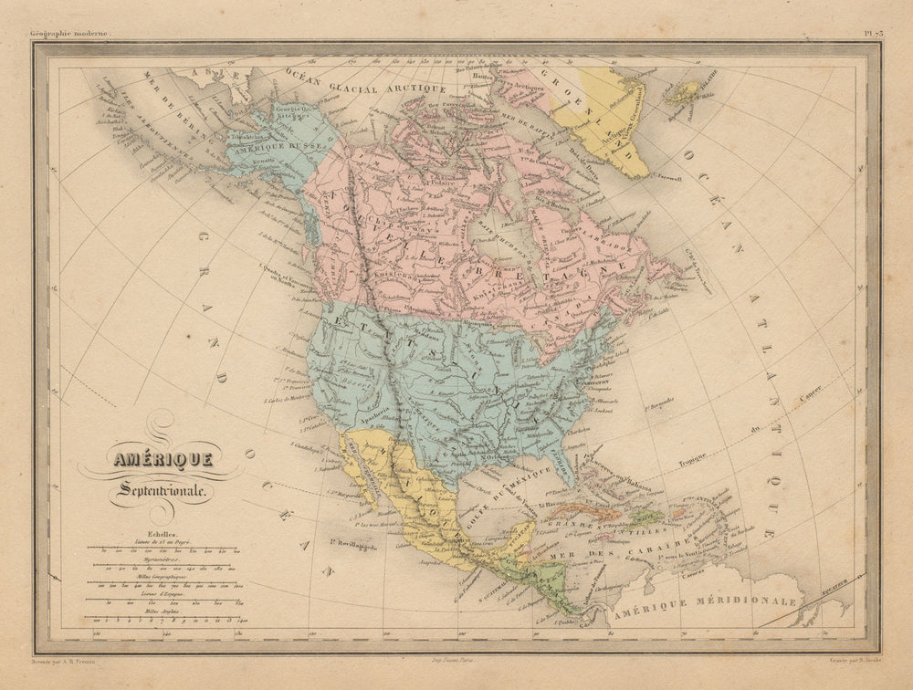 Amérique Septentrionale. North America. Russian Alaska. MALTE-BRUN c1871 map