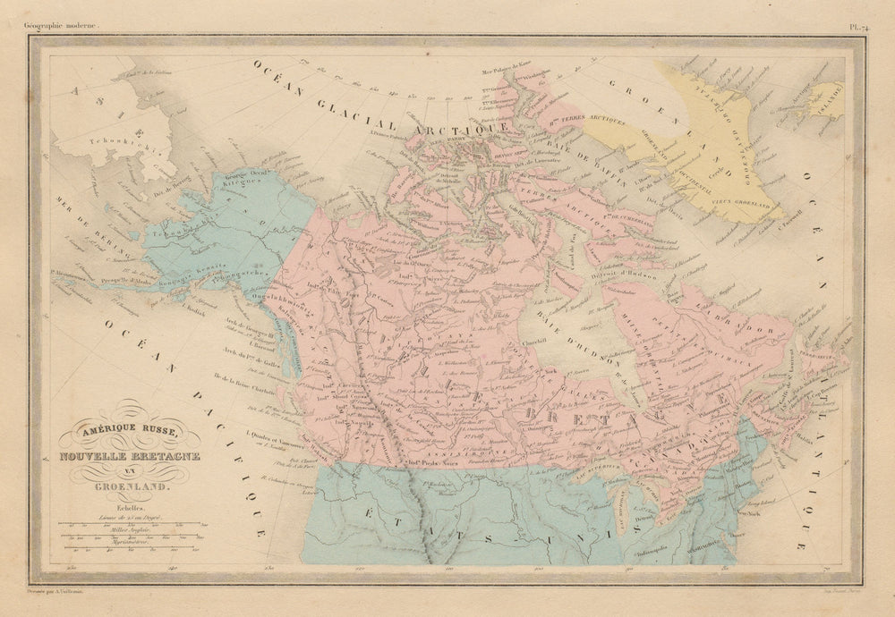 Amérique Russe, Nouvelle Bretagne… Russian Alaska Canada. MALTE-BRUN c1871 map
