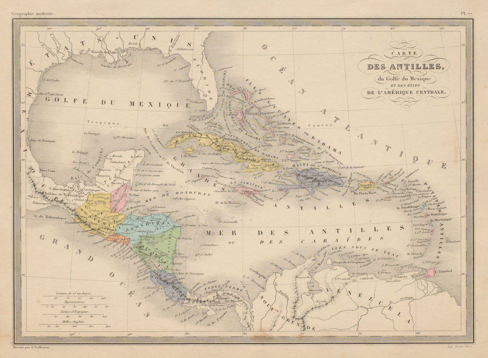 Antilles, Golfe du Mexique & Amérique Centrale. Caribbean. MALTE-BRUN c1871 map