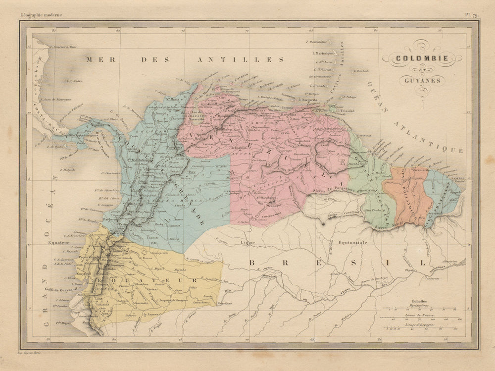 Colombie et Guyanes. Colombia Guyanas Venezuela Ecuador. MALTE-BRUN c1871 map