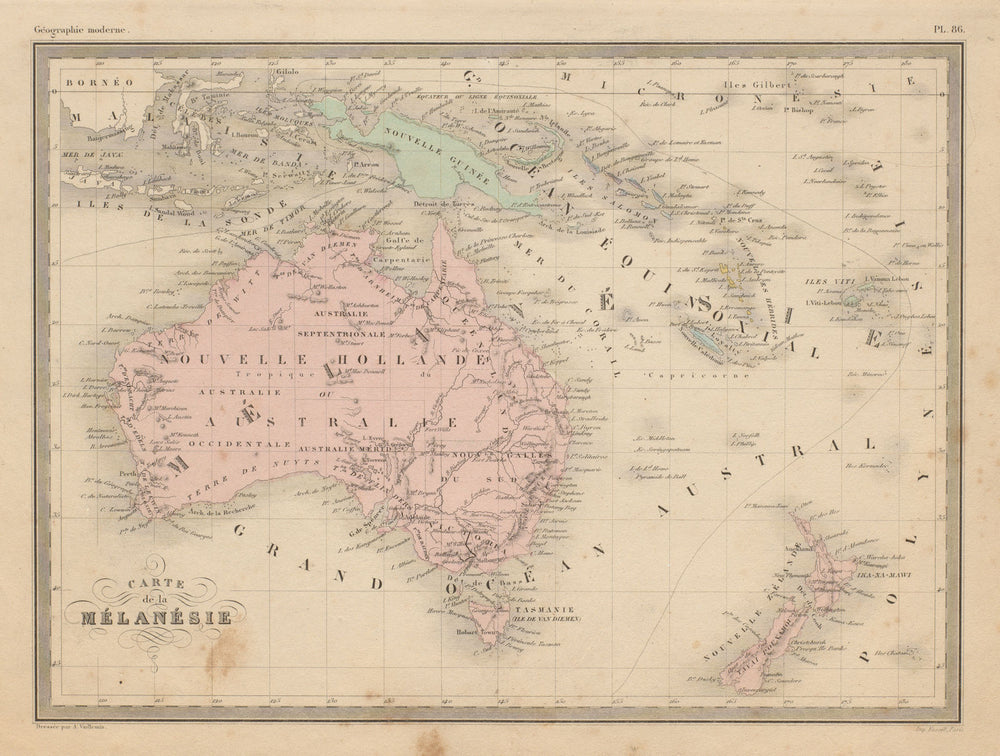 Carte de la Melanésie. Melanesia. Australasia Australia. MALTE-BRUN c1871 map