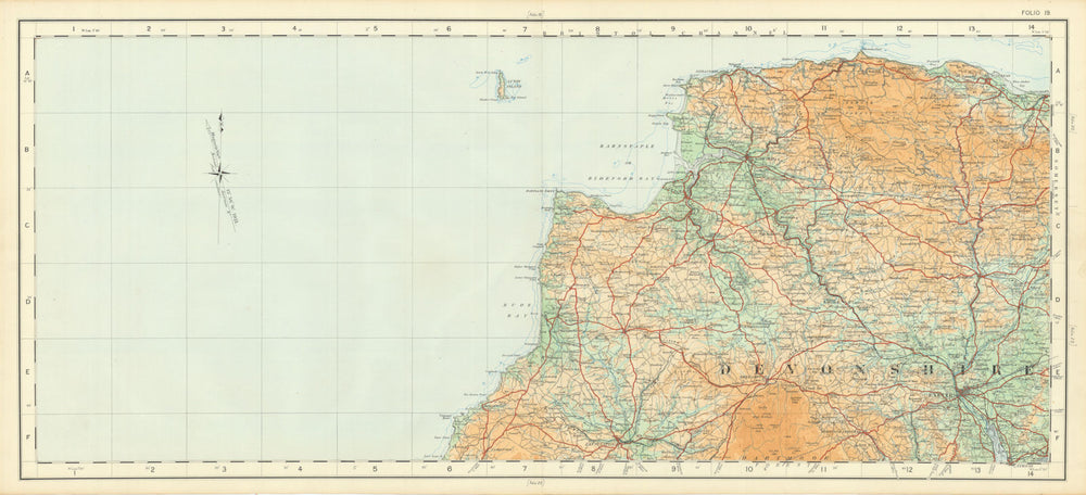 Northern Devonshire Exmoor Bideford Bay Bude Bay. ORDNANCE SURVEY 1922 old map