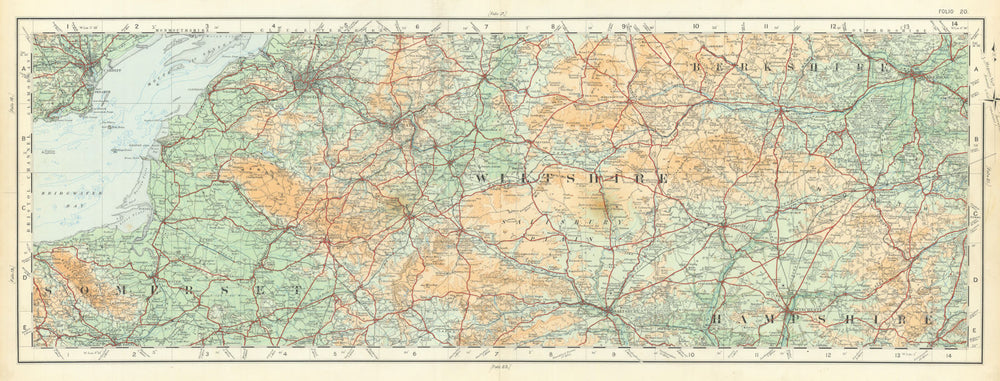 Somerset Wiltshire Berkshire Hampshire Salisbury Plain. ORDNANCE SURVEY 1922 map