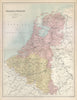Holland, Belgium & Luxembourg. Benelux. BARTHOLOMEW 1882 old antique map chart