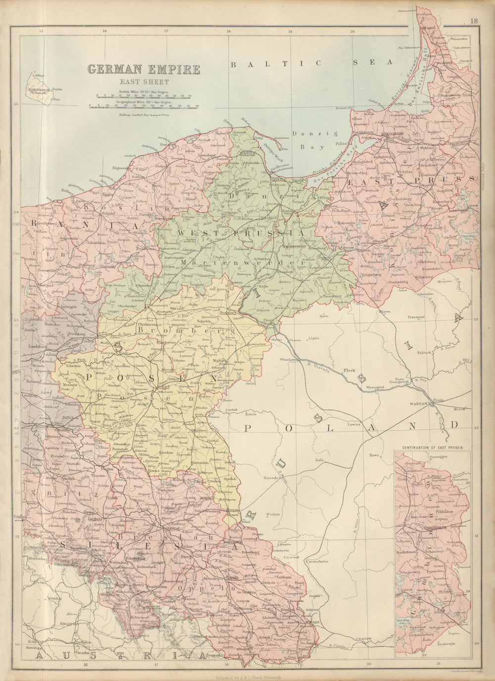 German Empire East. Germany Poland Prussia Silesia Posen. BARTHOLOMEW 1882 map