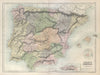 Spain and Portugal in provinces. Iberia Gibraltar. BARTHOLOMEW 1882 old map