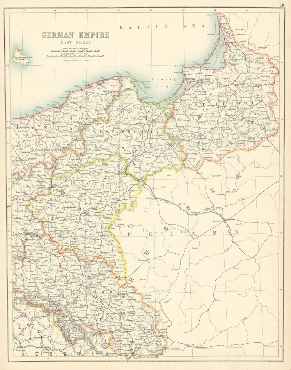 German Empire East. Germany Poland Prussia Silesia Posen. BARTHOLOMEW 1898 map