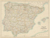 Spain and Portugal in provinces. Iberia. BARTHOLOMEW 1898 old antique map