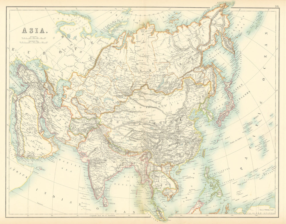 Asia. Arabia. Siam includes Laos. Abou Thubbi (Abu Dhabi) BARTHOLOMEW 1898 map