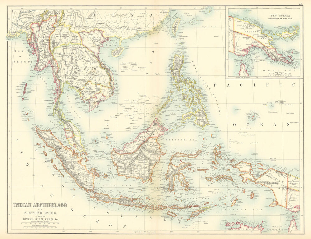 Indian Archipelago. Burmah Siam East Indies Indonesia. BARTHOLOMEW 1898 map