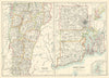 Rhode Island and Vermont state maps showing counties. BARTHOLOMEW 1898 old