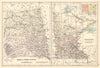 North & South Dakota & Minnesota state maps showing counties. BARTHOLOMEW 1898