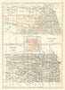 Nebraska and Kansas state maps showing counties. BARTHOLOMEW 1898 old