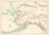 Alaska state map showing native American Indian villages. BARTHOLOMEW 1898