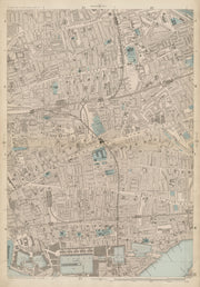 BETHNAL GREEN WHITECHAPEL Mile End Shadwell Wapping Stepney Shoreditch c1887 map