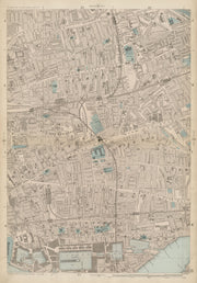 BETHNAL GREEN WHITECHAPEL Mile End Shadwell Wapping Stepney Shoreditch c1887 map