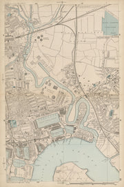 CANNING TOWN Bromley Blackwall Bow Creek River Lea West Ham Plaistow c1887 map