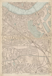 BERMONDSEY Rotherhithe Old Kent Road Wapping Canada Water Surrey Quays c1887 map