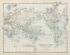WORLD on Mercators projection Currents & shipping routes JOHNSTON 1901 old map