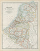 BENELUX Belgium, Netherlands & Luxembourg Railways & Canals JOHNSTON 1901 map