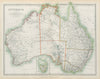 AUSTRALIA Showing explorers' routes with dates Railways JOHNSTON 1901 old map