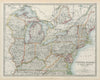 USA NORTH EAST New England Mid West Mid Atlantic JOHNSTON 1901 old antique map