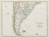 SOUTH AMERICA SOUTHERN Chile Argentina Paraguay Uruguay JOHNSTON 1901 old map