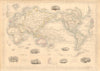 WORLD MERCATOR showing mail routes to British colonies. RAPKIN/TALLIS 1851 map