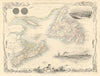 NOVA SCOTIA & NEWFOUNDLAND. Atlantic Canada. Maritimes. TALLIS/RAPKIN 1851 map