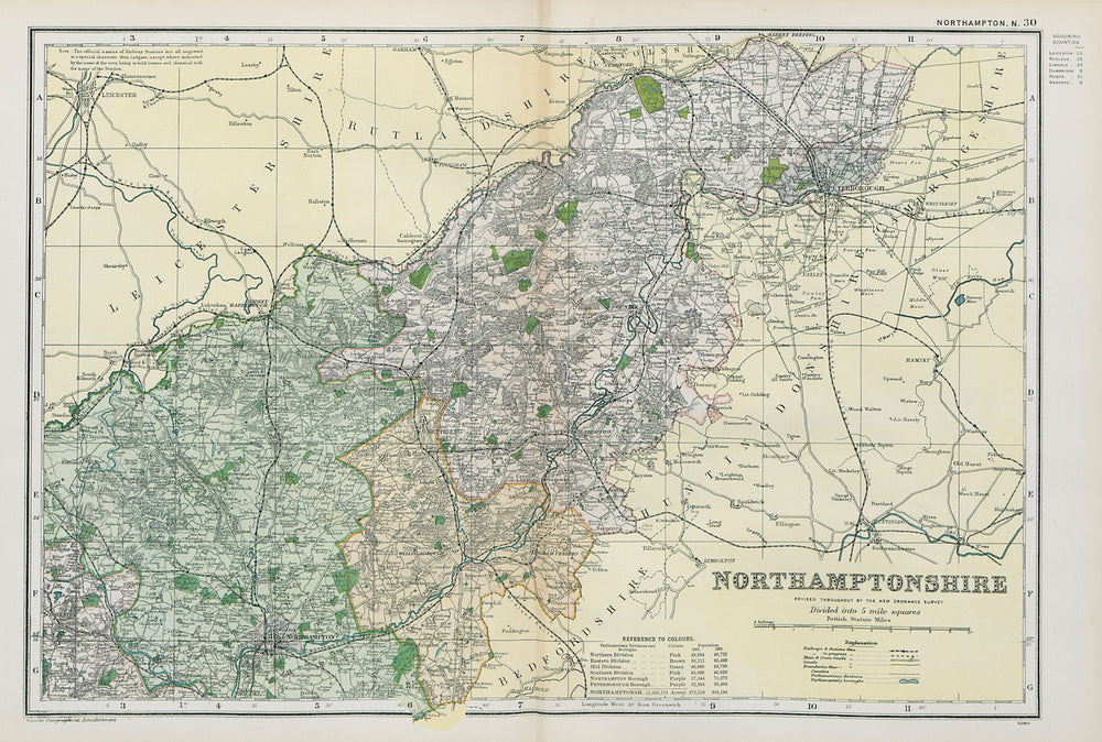 NORTHAMPTONSHIRE (NORTH) . Constituencies, boroughs & parks. BACON 1900 map