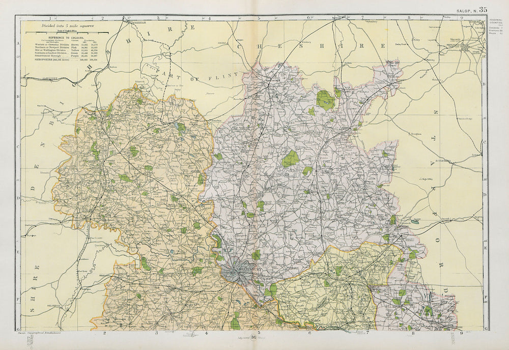 SHROPSHIRE (NORTH) . Showing Parliamentary divisions & parks. BACON 1900 map