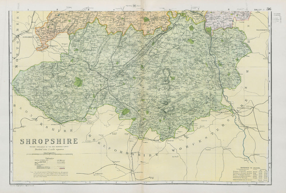 SHROPSHIRE (SOUTH) . Showing Parliamentary divisions & parks. BACON 1900 map
