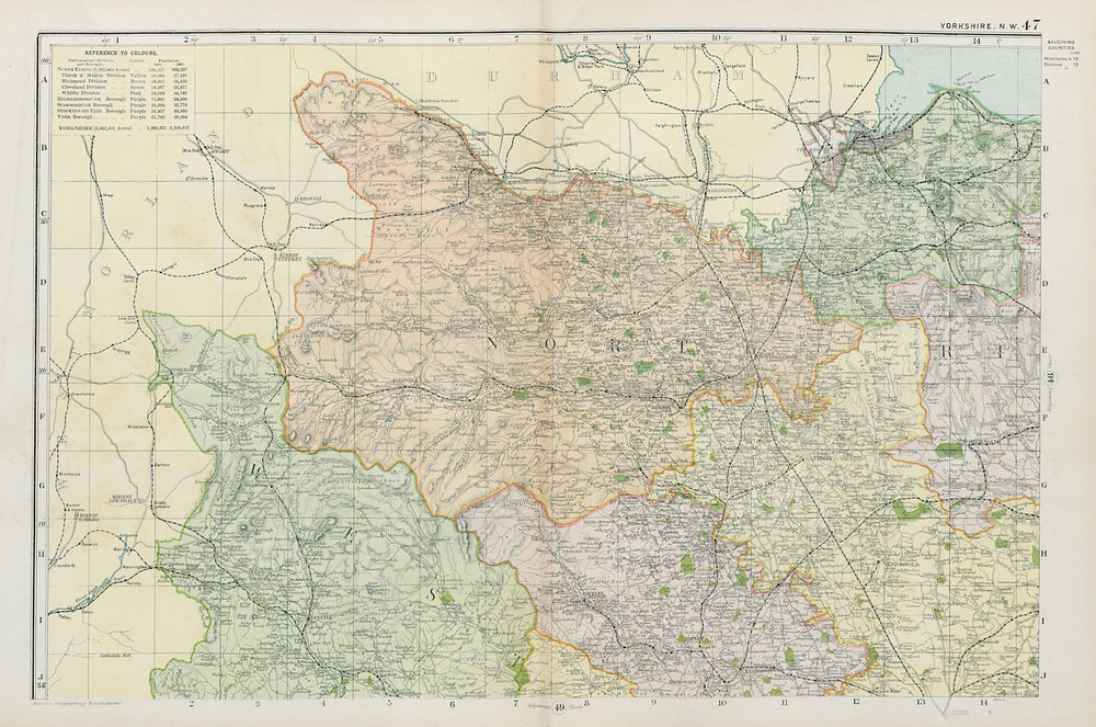 YORKSHIRE DALES. Yorkshire North West. Parliamentary divisions. BACON 1900 map