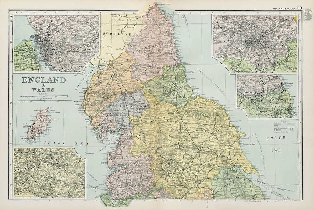 NORTHERN ENGLAND. inset Liverpool Leeds Manchester Newcastle. BACON 1900 map