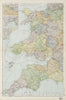 WALES & SOUTH WEST ENGLAND. inset Bristol Swansea Cardiff. BACON 1900 old map