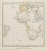 AFRICA Brazil Atlantic Gnomonic Projection Mountains of Kong SDUK 1844 old map