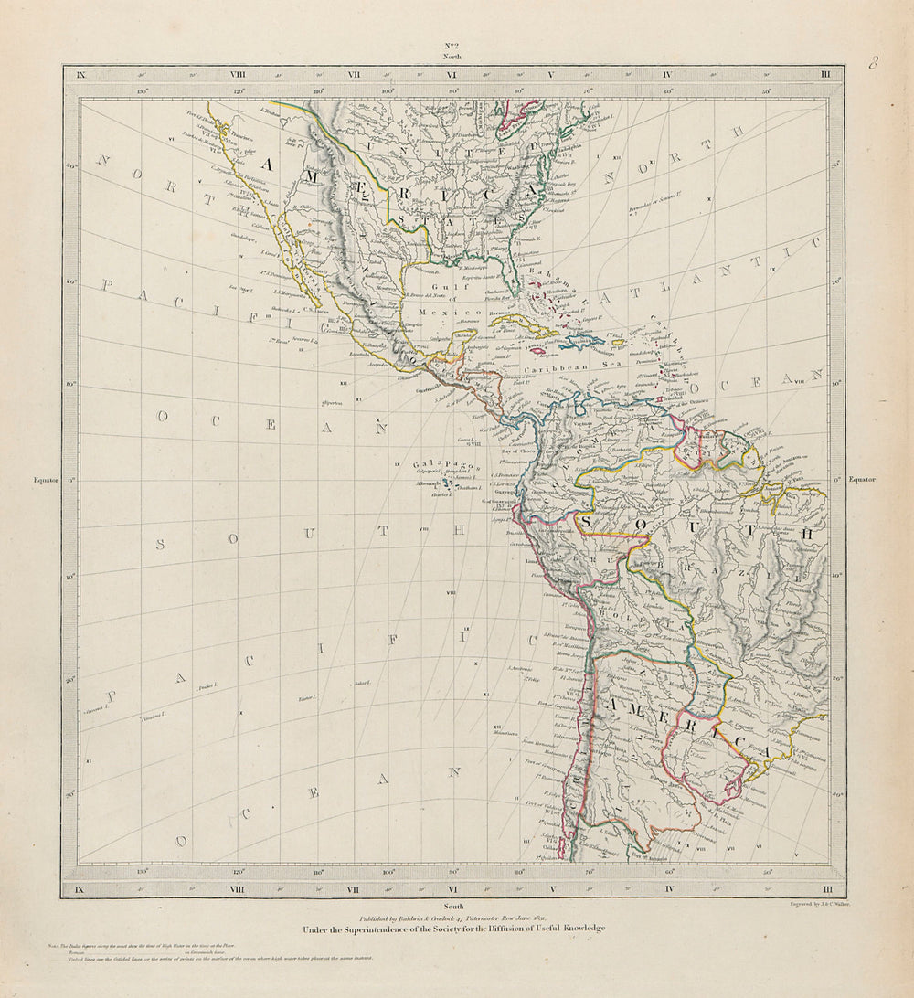 AMERICAS Gnomonic Projection. Texas, Western US is Mexican SDUK 1844 old map