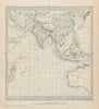 SOUTH ASIA AUSTRALIA Indian Ocean Gnomonic Projection China SDUK 1844 old map