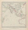 SOUTH ASIA AUSTRALIA Indian Ocean Gnomonic Projection China SDUK 1844 old map
