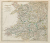 WALES & ENGLAND WEST MIDLANDS with counties Original colour SDUK 1844 old map