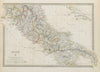 SOUTHERN ITALY Papal States Naples Tuscany Original hand colour SDUK 1844 map