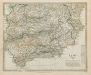 SOUTHERN SPAIN Andalucia Sevilla Granada Cordoba Murcia Valencia SDUK 1844 map