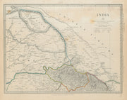 INDIA PAKISTAN Punjab Garhwal Lahore Sirhind China Kashmir SDUK 1844 old map