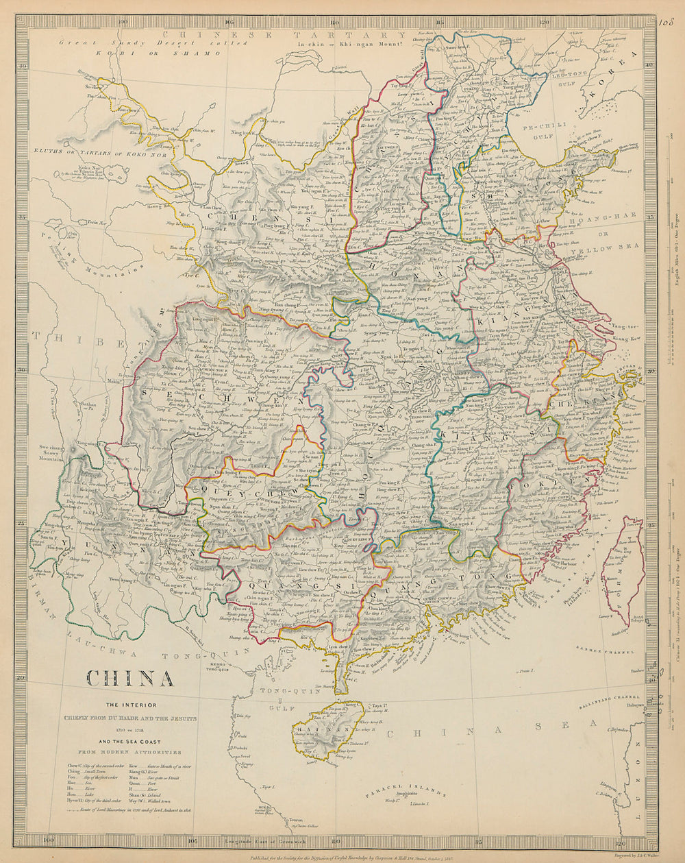 CHINA From Du Halde & Jesuits. British Hong Kong. Taiwan Formosa SDUK 1844 map